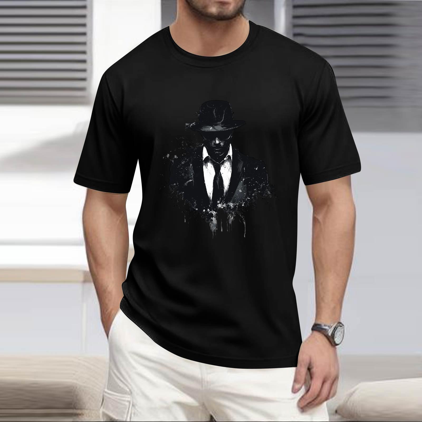 

Мужская рубашка с воротником-стойкой и коротким рукавом, свободная рубашка для отдыха и отдыха, мужская M чёрный