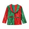 Kids Unisex Christmas Coat Shiny Sequins Lapel Collar Long Sleeve Jacket Latin Jazz Disco Dance Costume