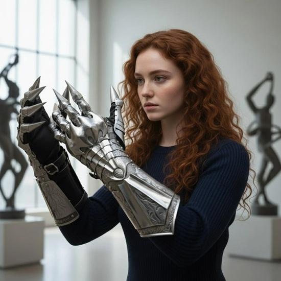

Silver Gothic Knight Gauntlet Gloves, Steel Medieval Etched Armor Gloves for LARP, Cosplay, and Halloween Costume Gift