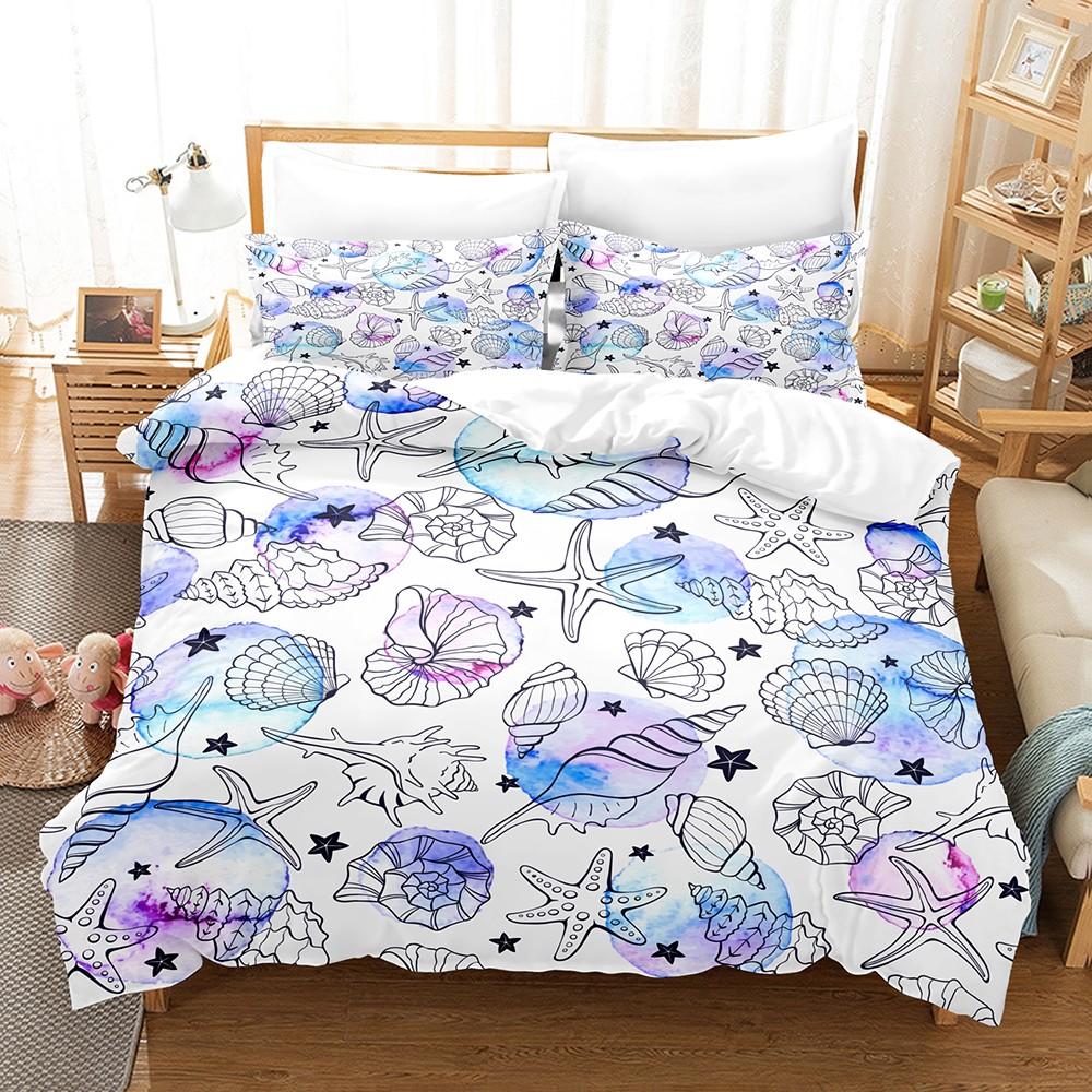 Cute Ocean Friends 3D Bedding Set  Comforter Set for Kids Girls 3PCS Toddler Size Sea Horse Couch Print In Soothing Pastels Gift