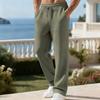 European and American men's spring and autumn casual loose jacquard waffle solid color simple tether straight sports trousers