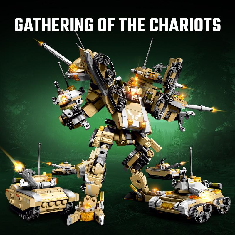 Non-Toxic Sembo 1075Pcs Tank Transforming Mech Robot Model Building Blocks Moc Military Series Vehicle Assembly Bricks Toys For Children Gifts