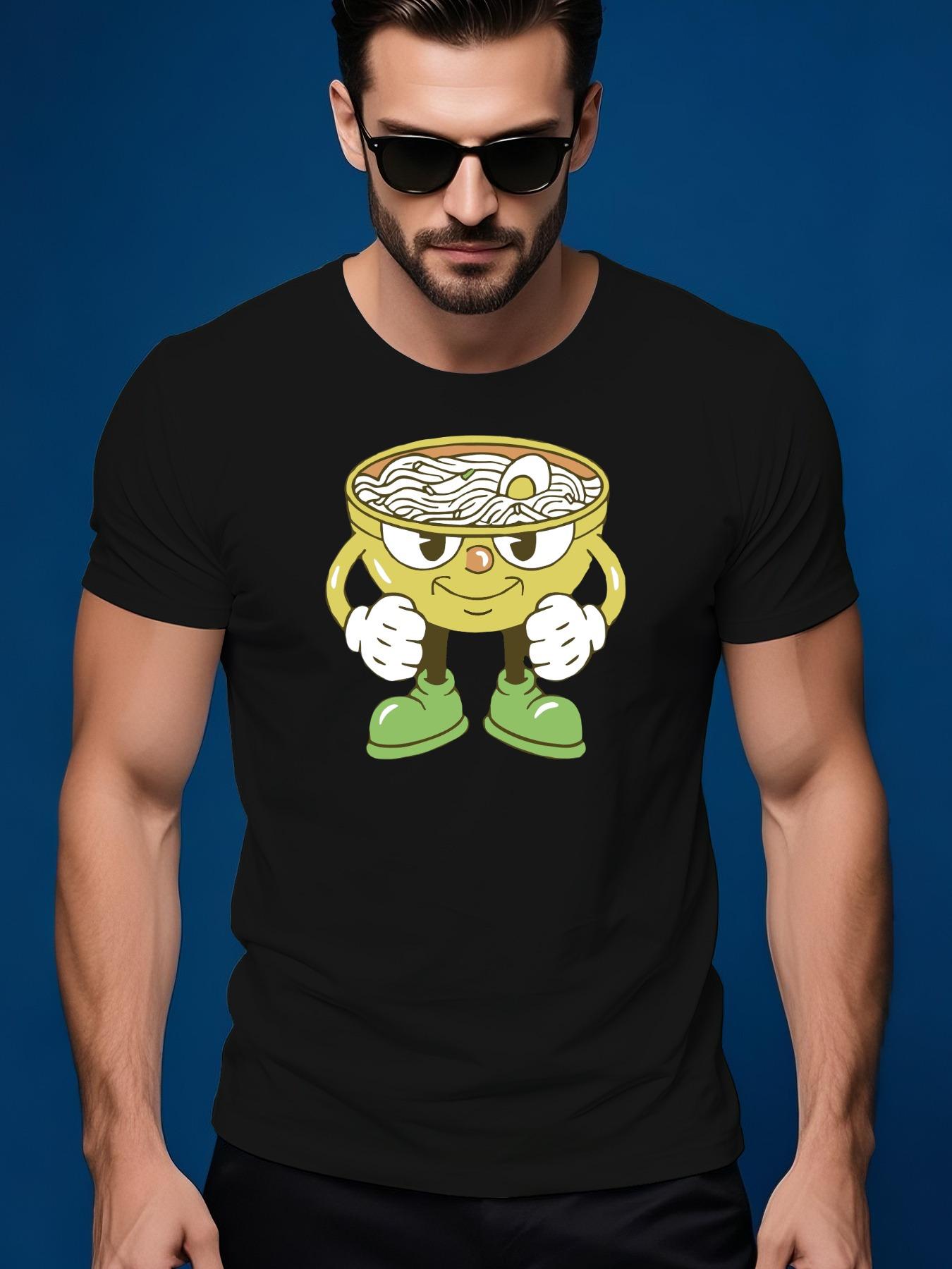 Cartoon Noodle Character Graphic Summer Casual Tshirt - N... XXXXL