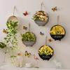 Artificial Wall Hanging Flowers Planter Oblate Vase Creative Round Modern Storage Shelf Basket for Balcony Living Room Art Decor