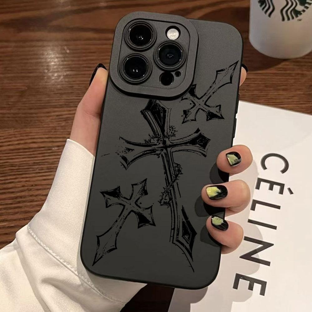 Luxury Dark Gothic Cross Mark Phone Case For Samsung Galaxy S26 S25 S24 S23 S22 S21 S20 Note20 Edge FE Plus Ultra 4G 5G Soft