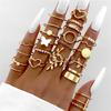 LETAPI Bohemian Vintage Heart Geometric Ring Set For Women Gold Color Boho Butterfly Pearl Hollow Leaves Rings Jewelry Gifts