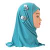Flower Design Kids Hijab Jersey Material Islamic Headscarf Cute Girls Hijab  Kids Girls
