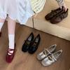 Fashion IPPEUM Women Ballet Flat Shoes Square Toe Soft Red PU Leather Mary Janes Shoes
