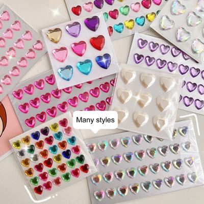 3D Sahte Kristal Kalp Etiket Kendinden Yapışkanlı Uygulaması Kolay DIY Scrapbooking Günlük Kaydı Kaynağı için Mükemmel