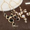 Elegant Two-Piece Metallic Acrylic Oval Stud Earrings and Necklace Set