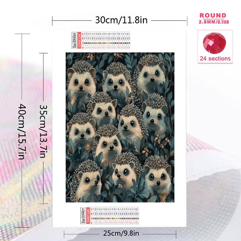 Hedgehog on grassland Pattern  3pcs 100% Round Full Drill 5D DIY Diamond Painting Embroidery Cross Stitch Rhinestone Décor