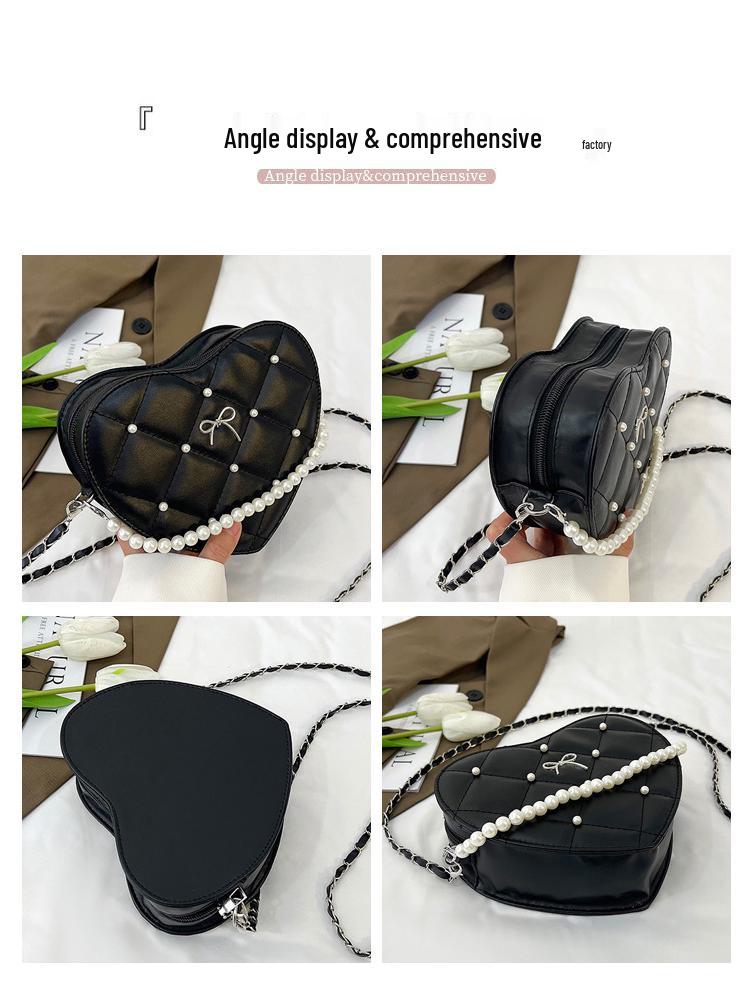 2025 Spring/Summer Lolita Mini Heart-Shaped Quilted Crossbody Bag