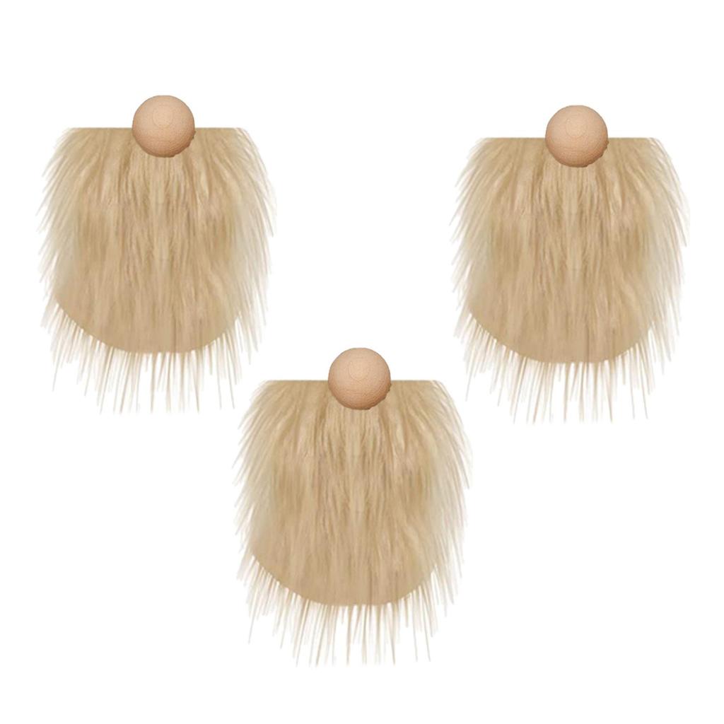3Pcs Gnome Beards Wooden Balls Faux Fur Dwarf Beard Wood Gnome Nose DIY Crafts Supplies Gnome Beard Craft Fur for Party Decor