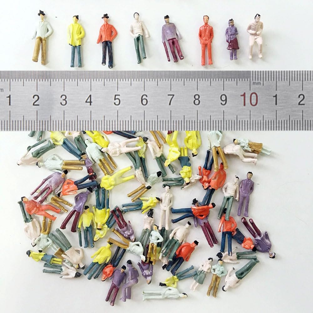 Miniaturfiguren für 100 bemalte menschliche Eisenbahngebäude, unterstützende Landschafts-Dioramen, Maßstab 1:150, ca.. Figuren, Figuren, Dekorationen, Modelle,