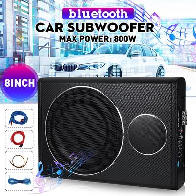 8Inches Bluetooth Car Amplifier 800W Subwoofer Car Audio Slim Under Seat Active Subwoofer Bass Speaker Auto Woofer Music Player