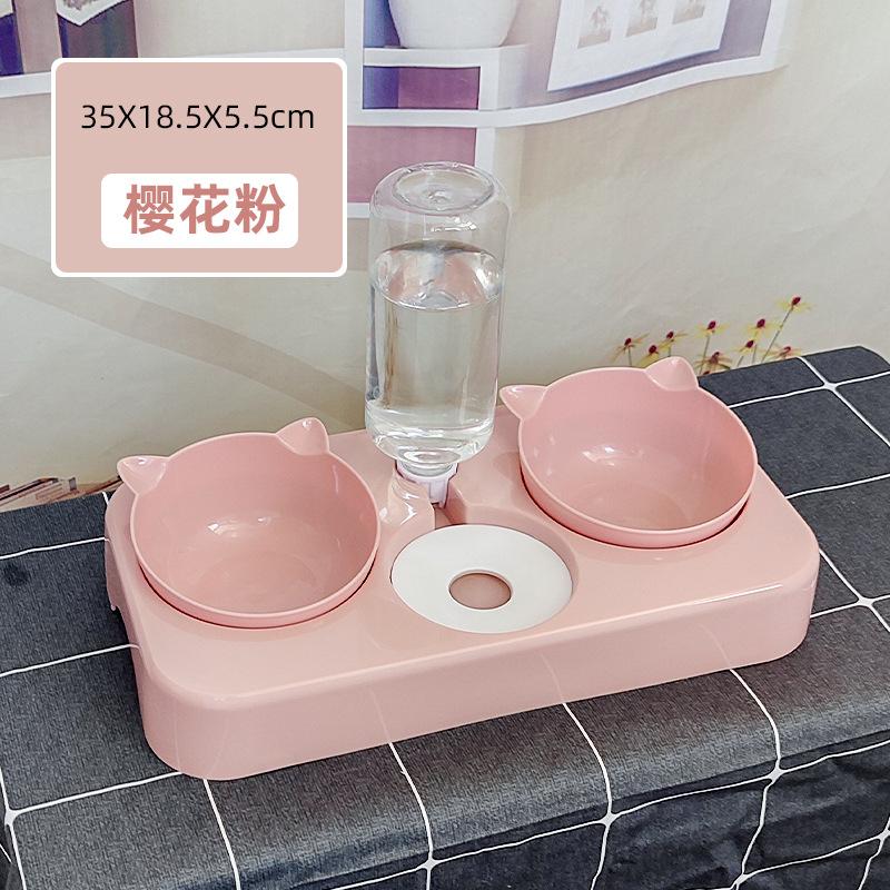 New Pet Dog Double Bowl Moisture-proof Mouth Neck Protection Dog Food Basin Multi-purpose Automatic Drinking Cat Basin