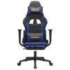 Gaming Chair with Footrest Black and Blue Faux Leather