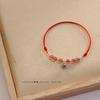 Original Red String Woven with Natural Strawberry crystal9Silver Anklet for Women with Bells and Crystals, Vintage Simple Star-shaped Ankle Chain