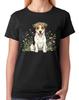 Floral Jack Russell Terrier Illustration Ladies T-Shirt Cute Dog Tee