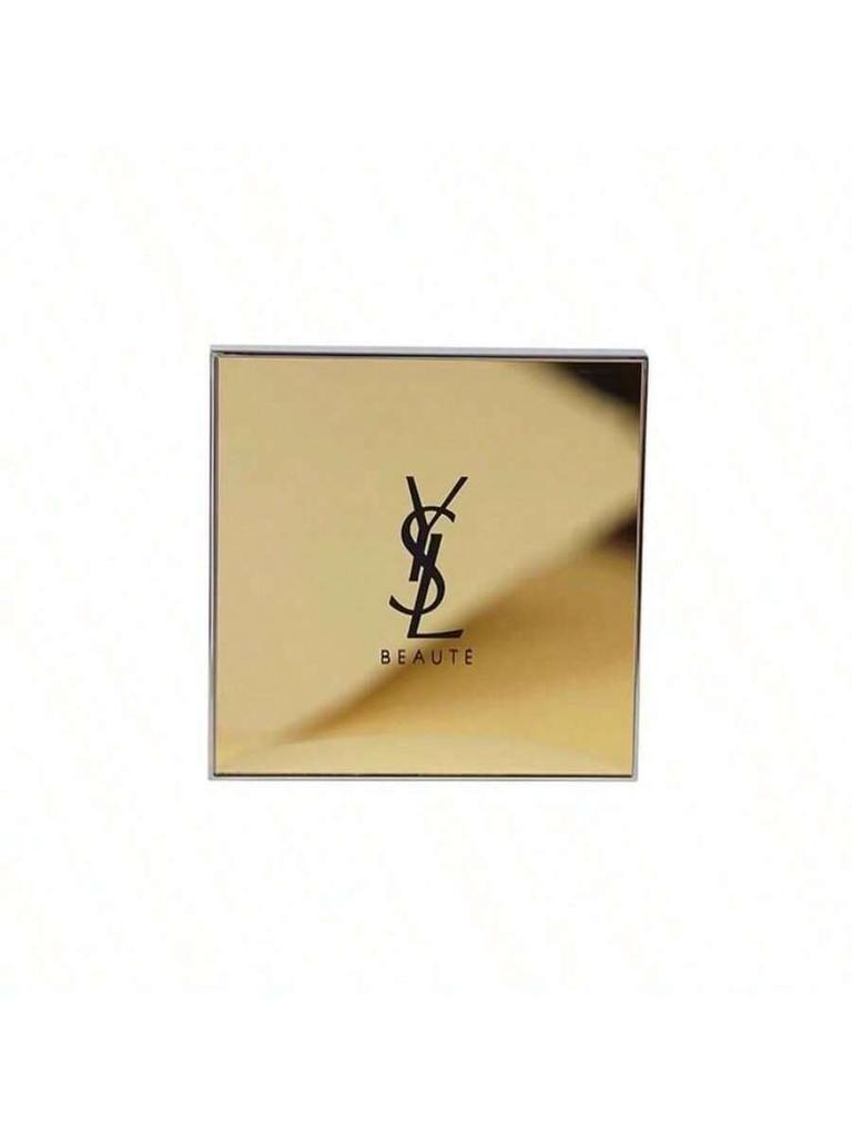 YSL tragbarer goldener einseitiger Schminkspiegel, mit schwarzem glänzendem Lederetui, Geschenk für Mädchen und Frauen.
