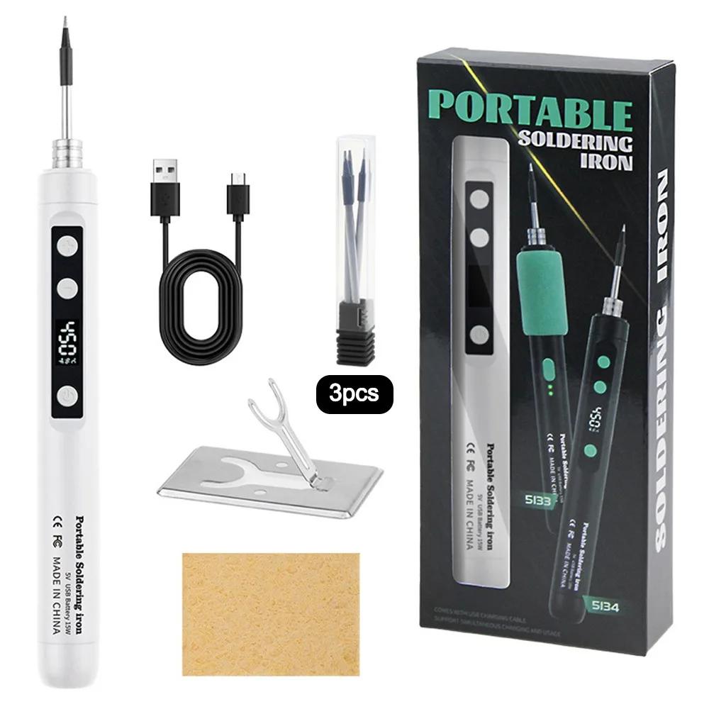 New 5V/15W Digital Display Soldering Iron Welding Repair Tool Cordless USB Soldering Iron Adjustable Temperature Speed Heating
