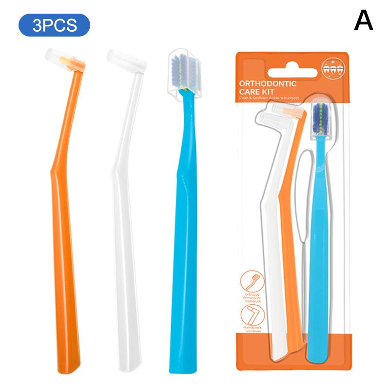 Clean Braces Tooth Brush Soft Bristle Toothbrush Oral Care Toothbrush With L Shape Push-Pull Interdental Brush Tufted Brush