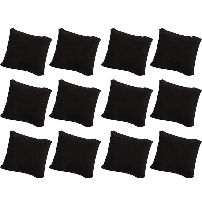 12 Pack Small Black Watch Pillow Velvet Bracelet Pillow Jewelry Displays Watch Bracelet Bangle Cushions Stand for Boxs