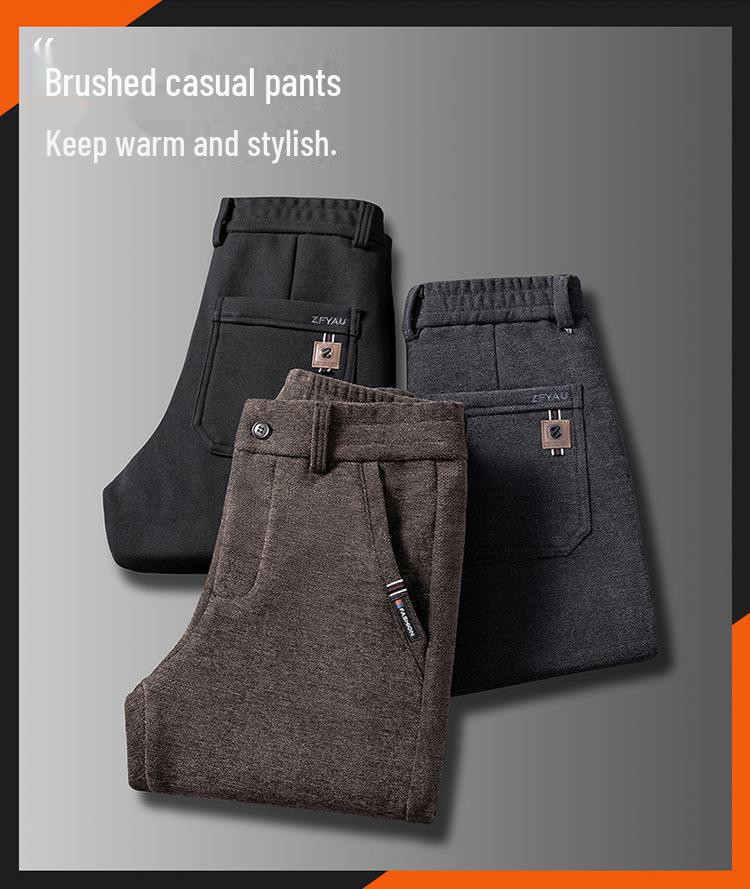 Men's Chenille Velvet Elastic Waist Casual Pants - Thick, Brushed Wool, Loose Fit for Autumn/Winter