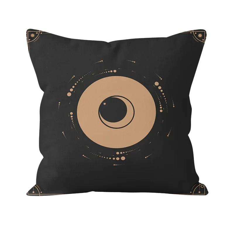 Bohemian Black Sun and Moon Printed Pattern Pillowcase Home Living Room Sofa Decoration Cushion Cover