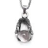 European and American Titanium Steel Dragon Claw Bead Pendant Stainless Steel Jewelry Inlaid Stone Pendant Personalized Men's Necklace