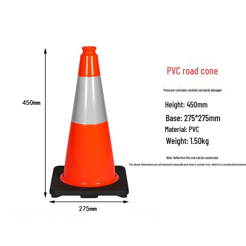 Black Base PVC Traffic Cone: US Style Reflective Safety Handle