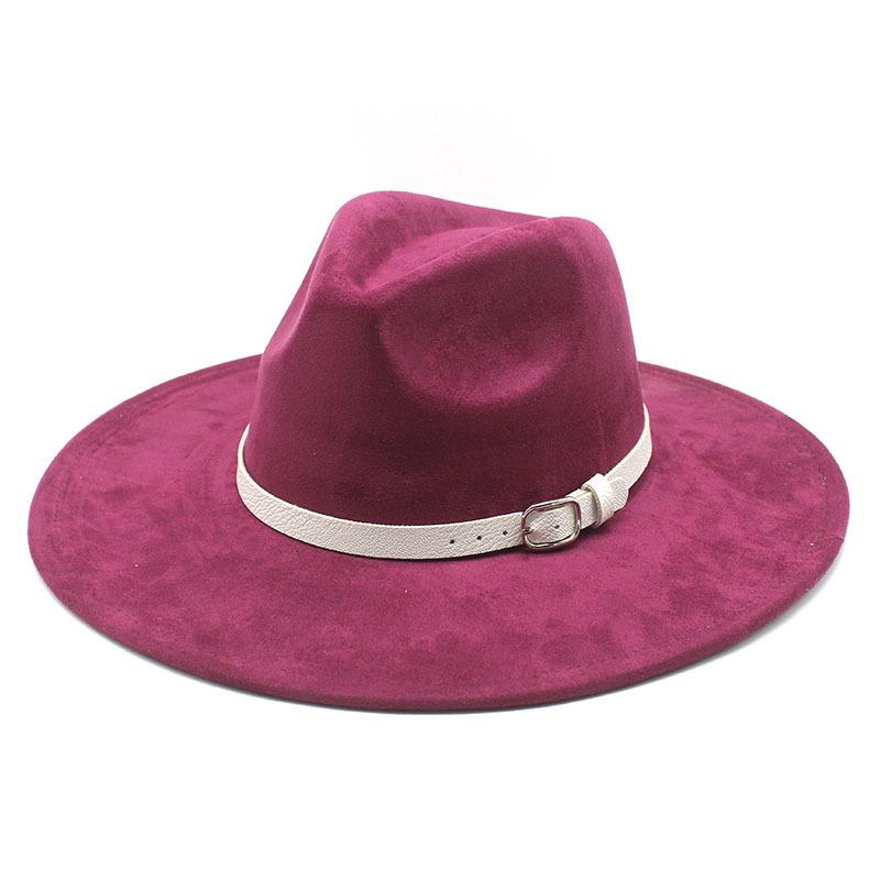 Big Edge Jazz Top Hat Women'S 9Cm Brim Suede Peach Heart Top Fringed Hat