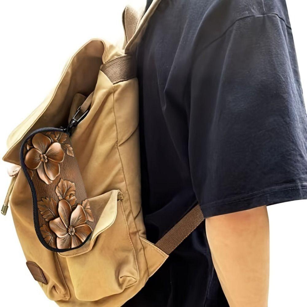 Hanging Sunglasses Storage Bag Leather Sunglasses Holder Butterfly Print Eyeglass Case  Women
