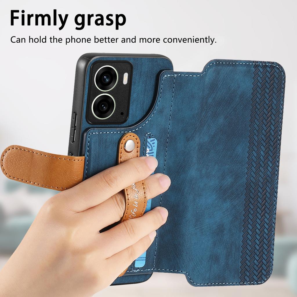 Für Realme 14 5G Hülle Brieftasche Retro Leder Handyhülle mit Handschlaufe Ständer