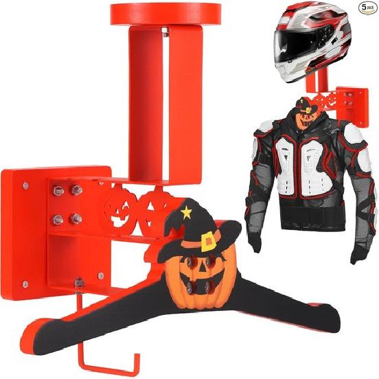 Upgraded Motorcycle Helmet Holder - Wall Mount with Helmet Stand, Red Colors