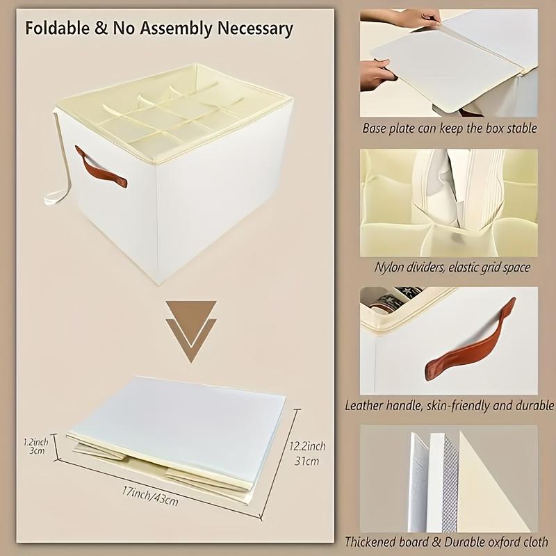 Space-Saving Foldable Oxford Storage Box with Clear Lid, Stackable Shoe Organizer Box Multi-Purpose Solution for Shoes, Clothes
