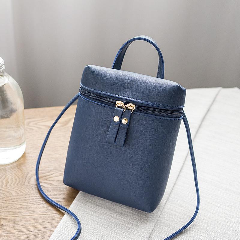 

2026 Trendy Casual Ladies Mobile Phone Bucket Messenger Bag темно-синього кольору