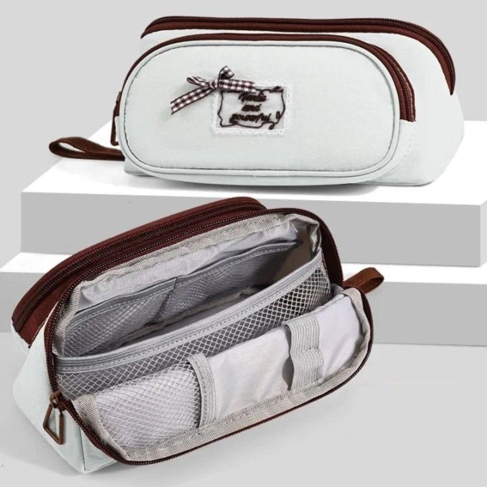 Triangle Magnetic Bow Pen Bag Bowknot Pencil Case Makeup Bag Korean Style Pen Pouch  Women