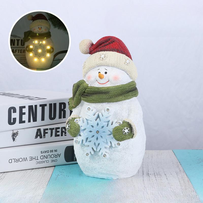 Christmas Decoration Glowing Cute Snowman Doll Night Light Party Decoration Supplies Resin Ornaments Christmas Gifts