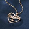 Women's Heart With Cross Necklace Love Heart White Cubic Zirconia Gold Color Clavicle Chain Gift