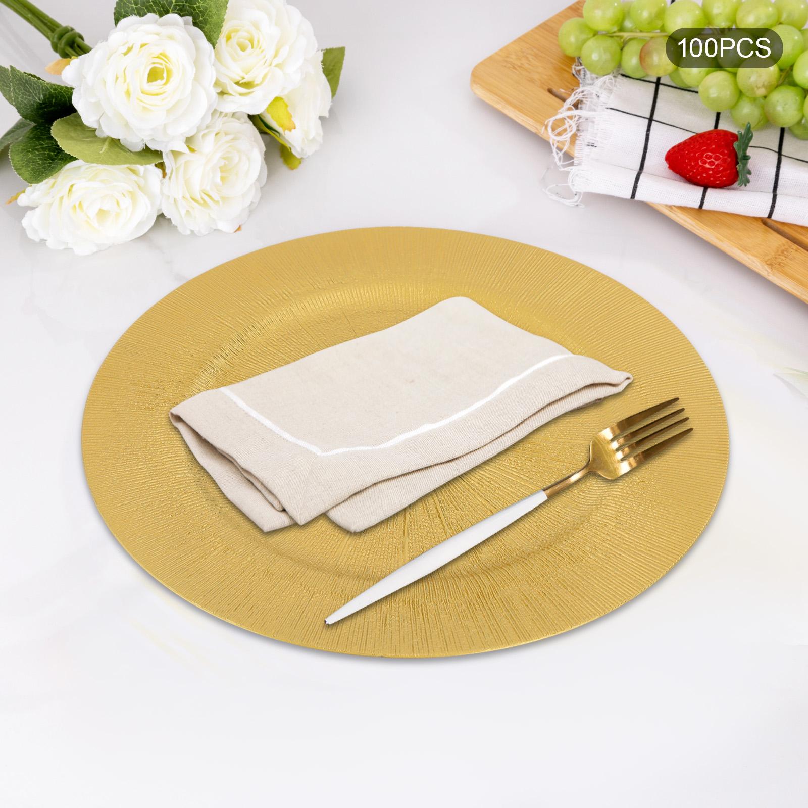 100 Pieces Round Charger Plates Set, Elegant Gold Charger Plates for Wedding Birthday Party Dinner Banquet Event Table Decor золотой