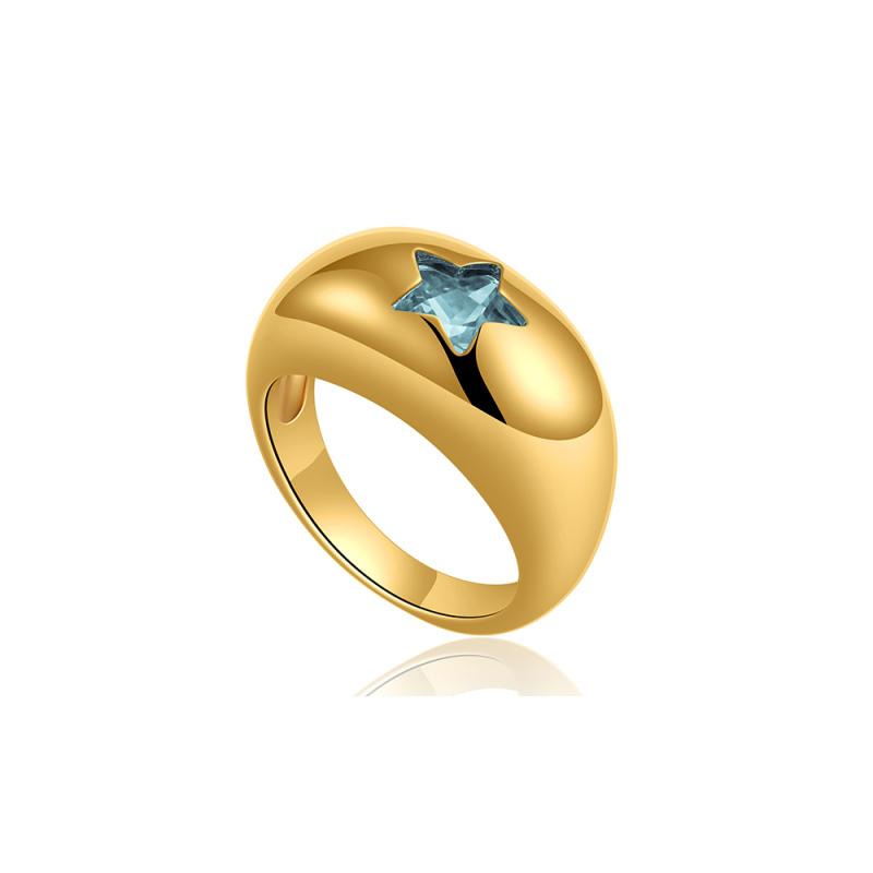 Anelli Placcati Oro 18K Impermeabili Cristallo Multicolore Texture a Strisce Chunky Anello Nuziale Quadrato Lucido Delicato Zircone Gioielli Punk