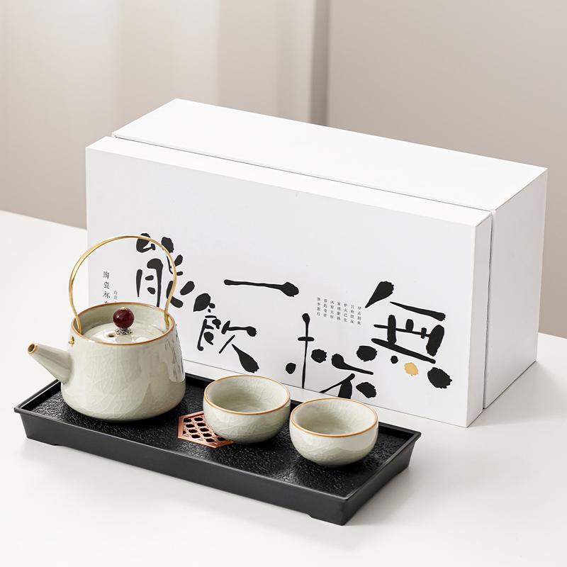 Kung Fu Tea Set Home One Pot Two Cups Tea Plate Small Ceramic Teapot Teacups Hotel Personal Small Sets Traveling