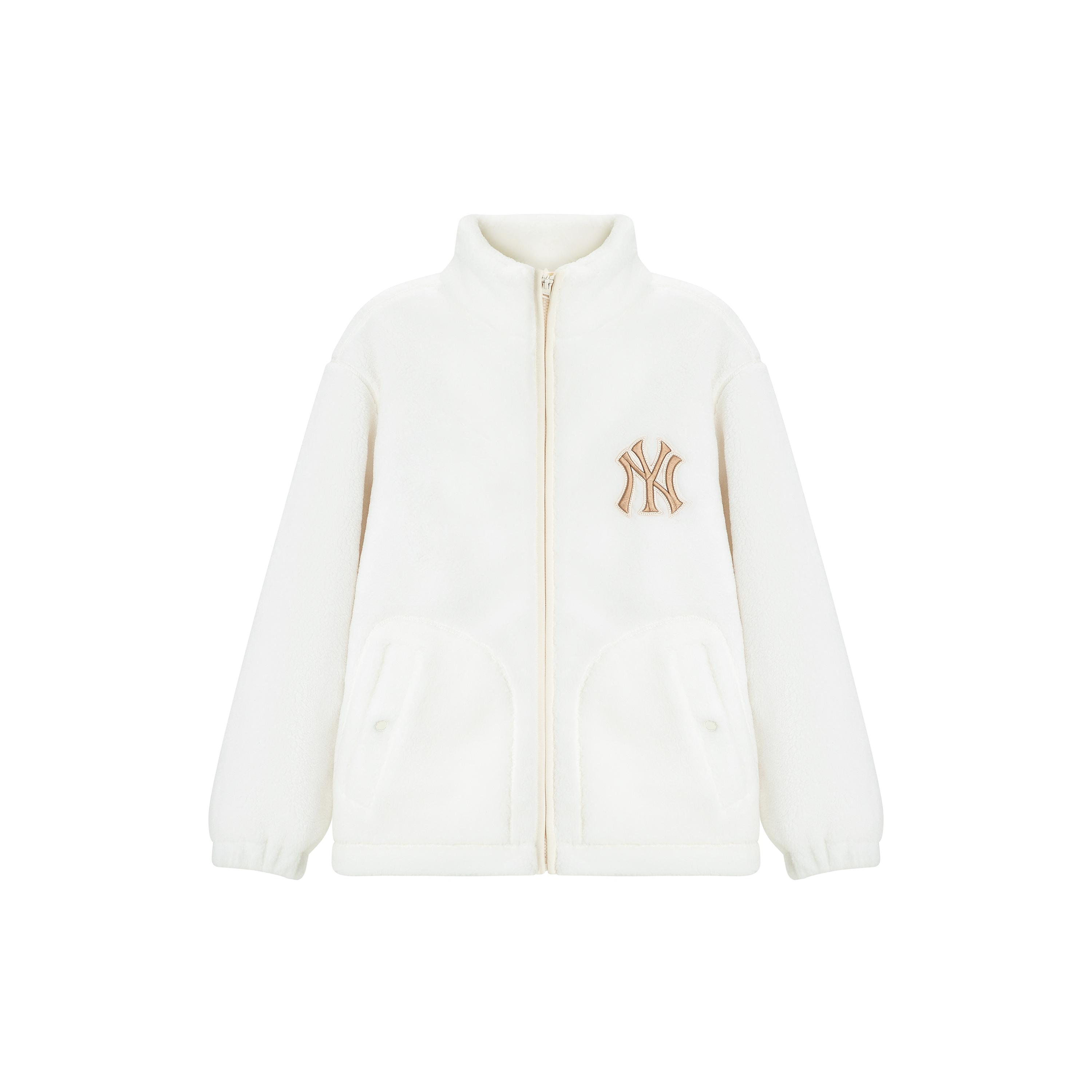MLB Velvet Jackets Unisex Cream Stand Collar Moderate 3AFDB0626-50CRS M