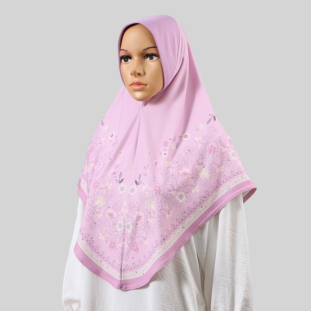 New Malaysia Women Hijabs Shawl Floral Print Diamond Fashion Arab Elastic Head Wrap Bonnet Long Scarf Scarves Turban Cap