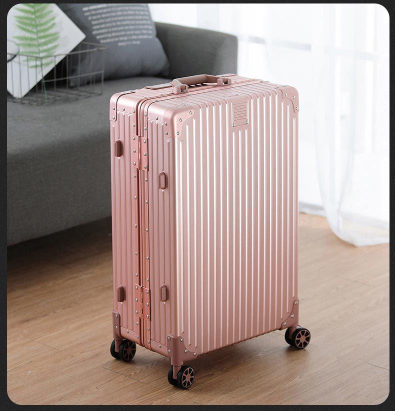 Aluminum-Magnesium Alloy Trolley Case with Universal Wheels, 24" Carry-On for Student Travel & Men's Business, with Combination Lock.