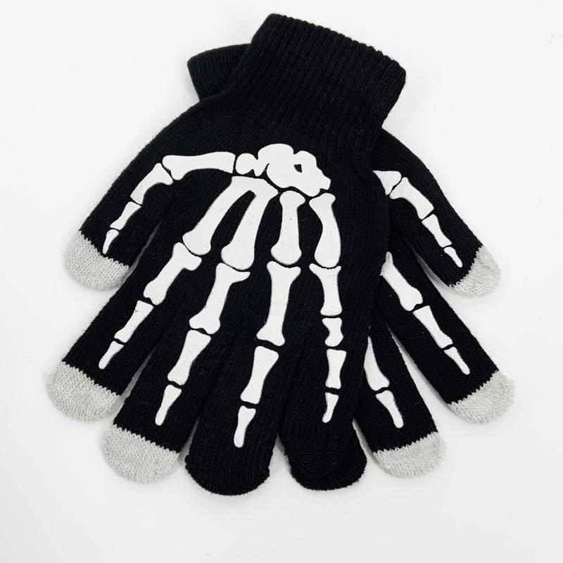Herren Lustige Totenkopf-Klaue Fingerhandschuhe - Kreative Mode für Herbst und Winter