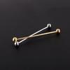2 Pcs Men Gold Plated Tone Steel Collar Tie Pin Stud Barbell Bar Clip Clasp Brooch 6CM