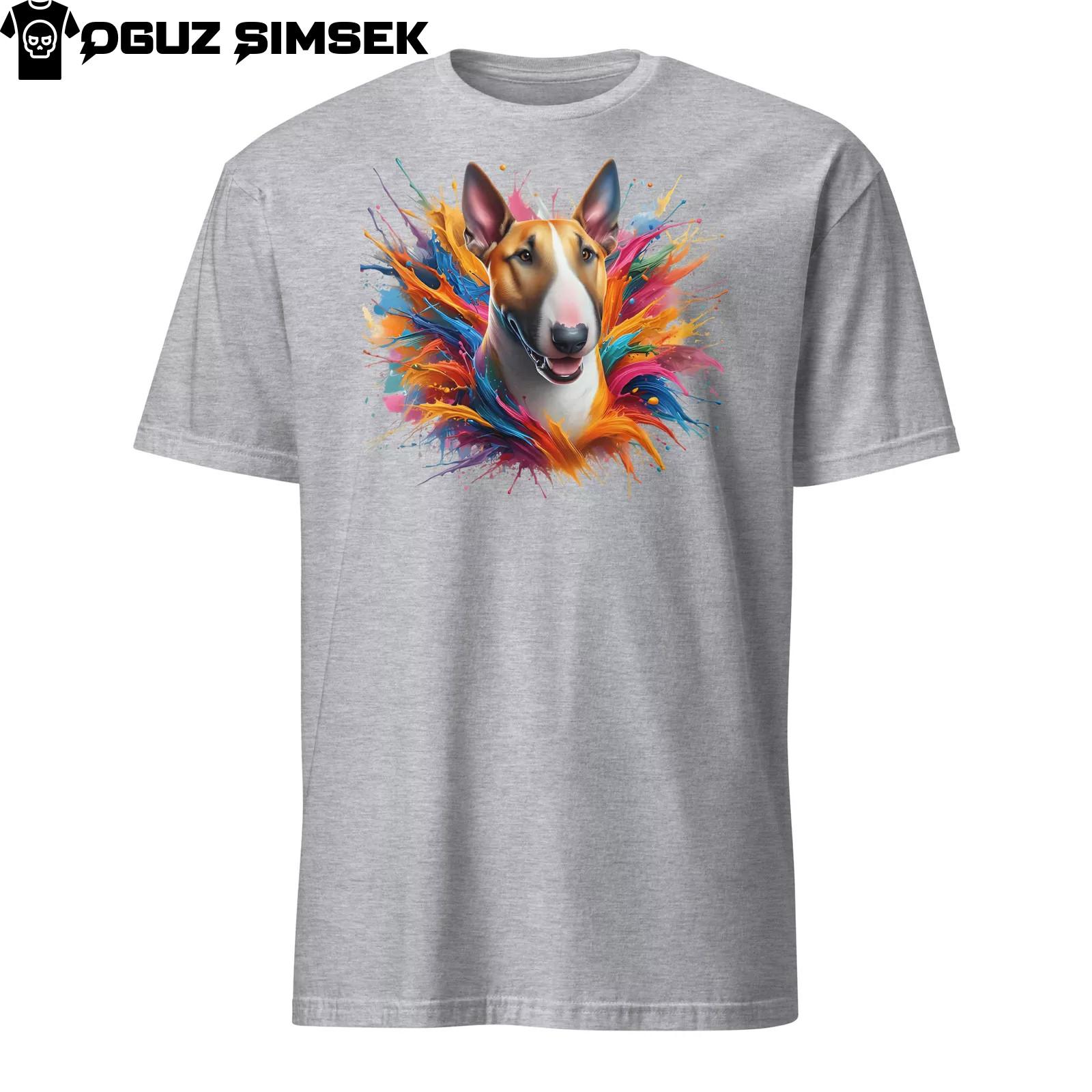 Colorful Bull Terrier Dog Unisex T-Shirt Mens Womens Tees Top | Unique Design with Vibrant Splashes 4XL