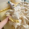 Class A Cotton Gauze Four-Piece Mother & Baby Set with Lace Duvet Cover